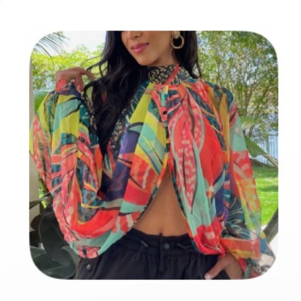 Vibrant Multicolor Sheer Blouse